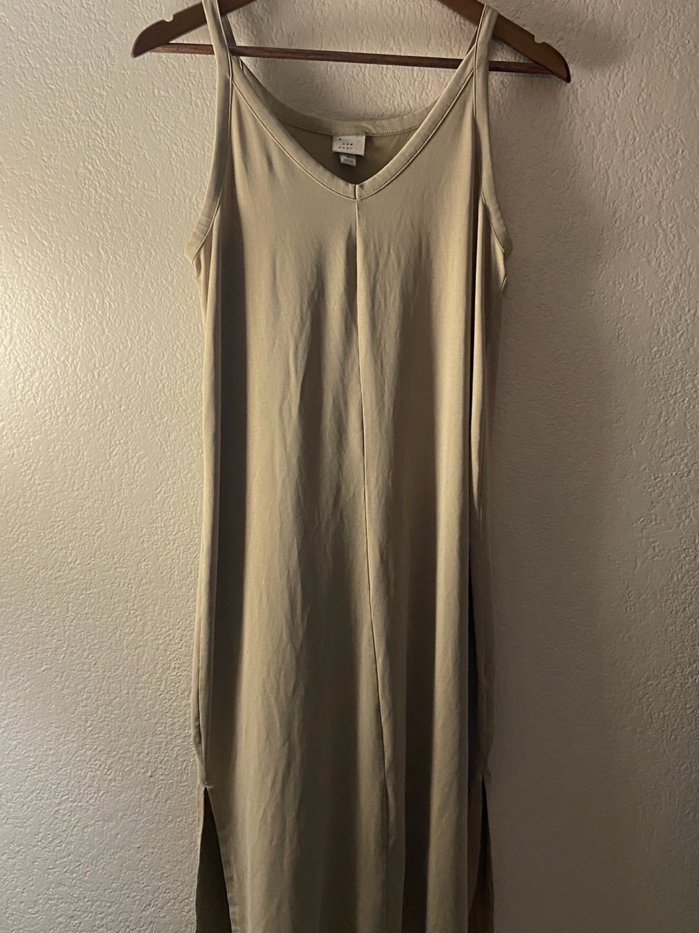 A New Day Tan V-Neck Slip MIDI Dress Tan Size Small
